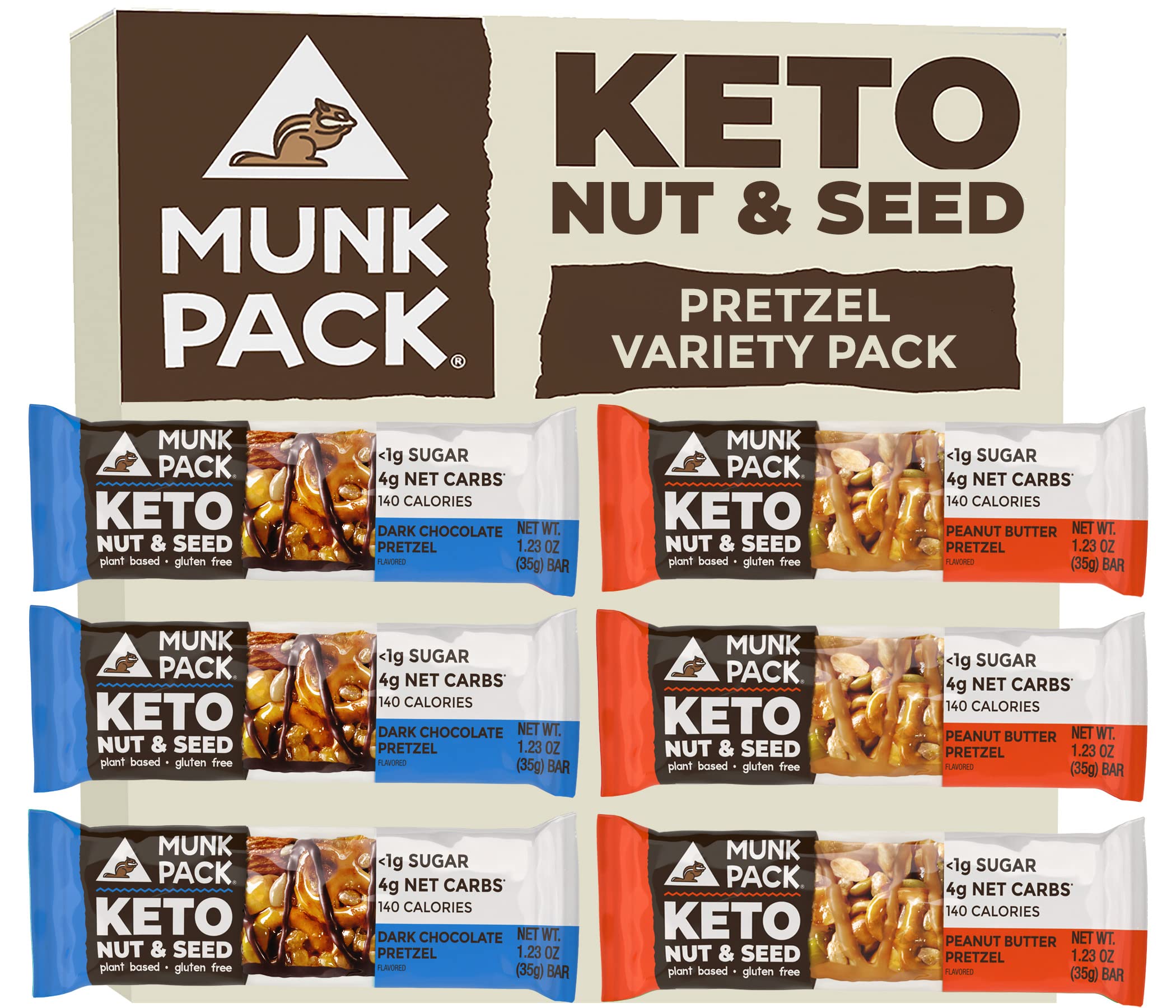 Buy Munk Pack Keto Nut & Seed Bar Variety Pack Pretzel 6 Bars Low