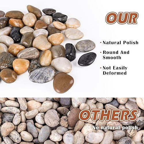 Miniatura 4 de River Rocks para plantas, 11.25 libras, pequeños guijarros decorativos de 1 a 1.5 pulgadas, piedras pulidas, grava de acuario suave para jarrones de