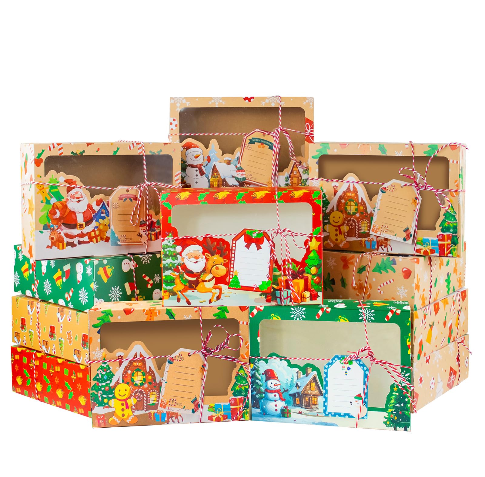 Cajas de galletas de Navidad grandes recipientes de panadería para cupcakes y embalaje de alimentos
