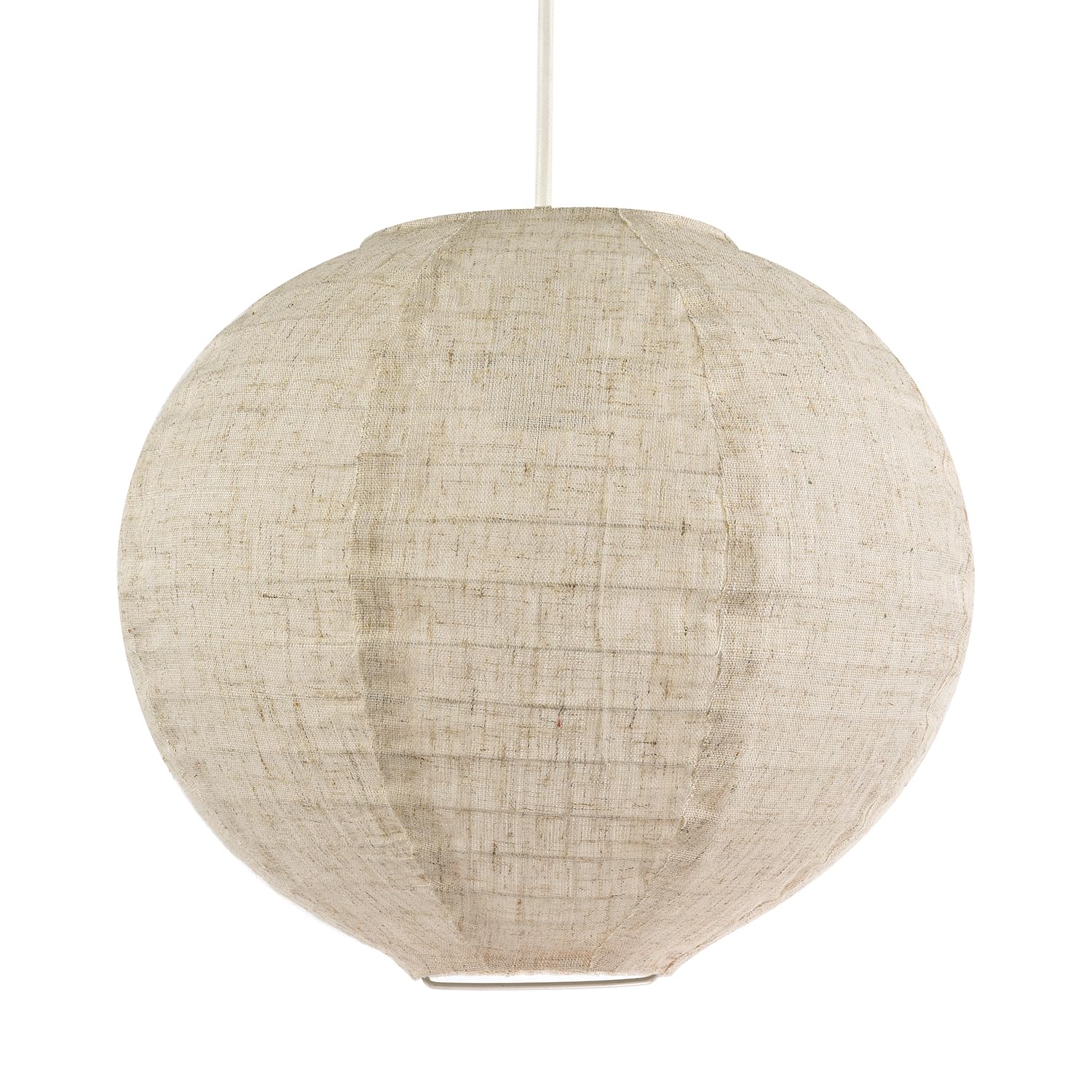Happy Homewares Taupe Modern Chic Natural Linen Fabric Oatmeal Spherical Ceiling Pendant Lighting Shade | 30Cm Diameter | Unique Textured Effect By