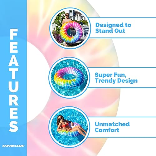 Miniatura 2 de SWIMLINE Original 90559 - Flotador de piscina en espiral para adultos y niños, tumbona flotante inflable de 38 pulgadas, flotadores de gran tamaño