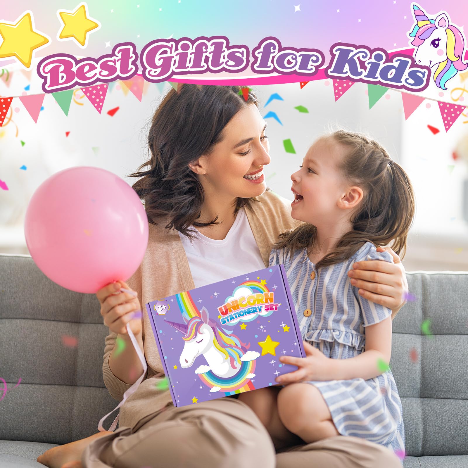 Geebiiny Cadeau Fille Licorne Papeterie Enfant Activités Manuelles Trousse Jouet Sticky Notes Set Scrapbooking 4-10 Ans