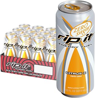 Rip-It Energy Drink | Citrus X Zero Sugar | Zesty Citrus Flavor | 12-Pack (16oz Cans) | 160mg Caffeine | Sugar Free | No Crash | Hardcore Energy That Rips!