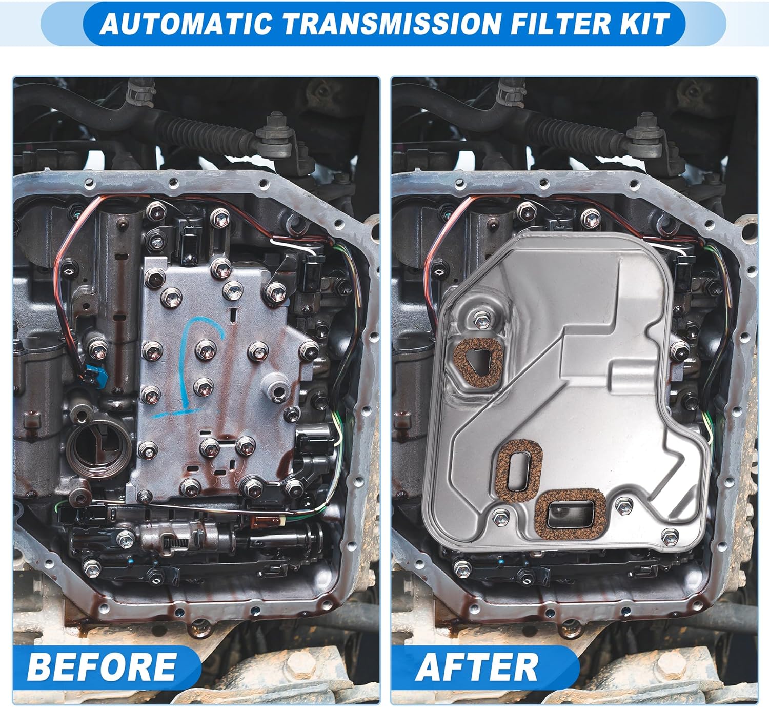 ACROPIX Automatic Transmission Filter Kit CVT Oil Cooler Filter Oil Pan Gasket Kit Fit for Lexus LS430 2001-2003 No.3533030030/3533030050 - Pack of 2