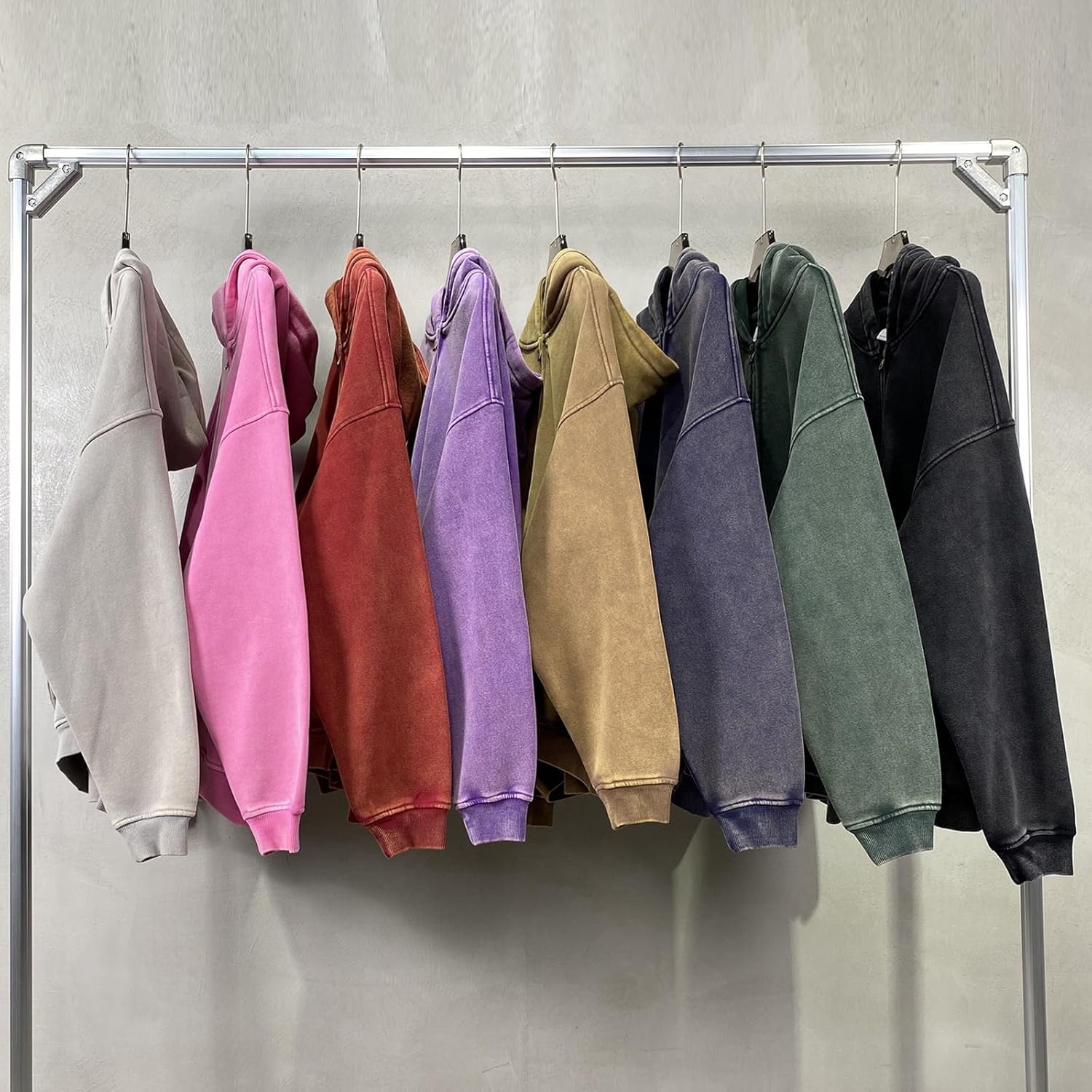 KEEPSHOWING Womens and Mens Zip Up Hoodies Long Sleeve Fall Oversized Sweatshirts Acid Wash Y2K Jacket with Pockets - Image 5