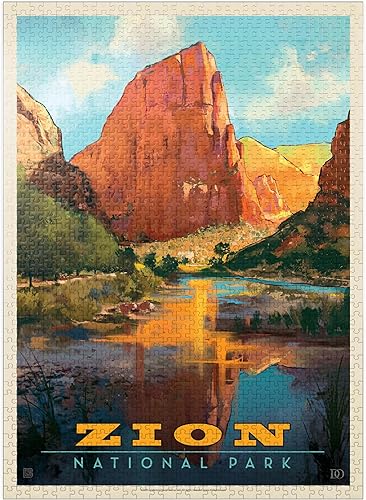 Zion National Park Virgin River Valley, póster vintage, rompecabezas de 1000 piezas prémium para adultos