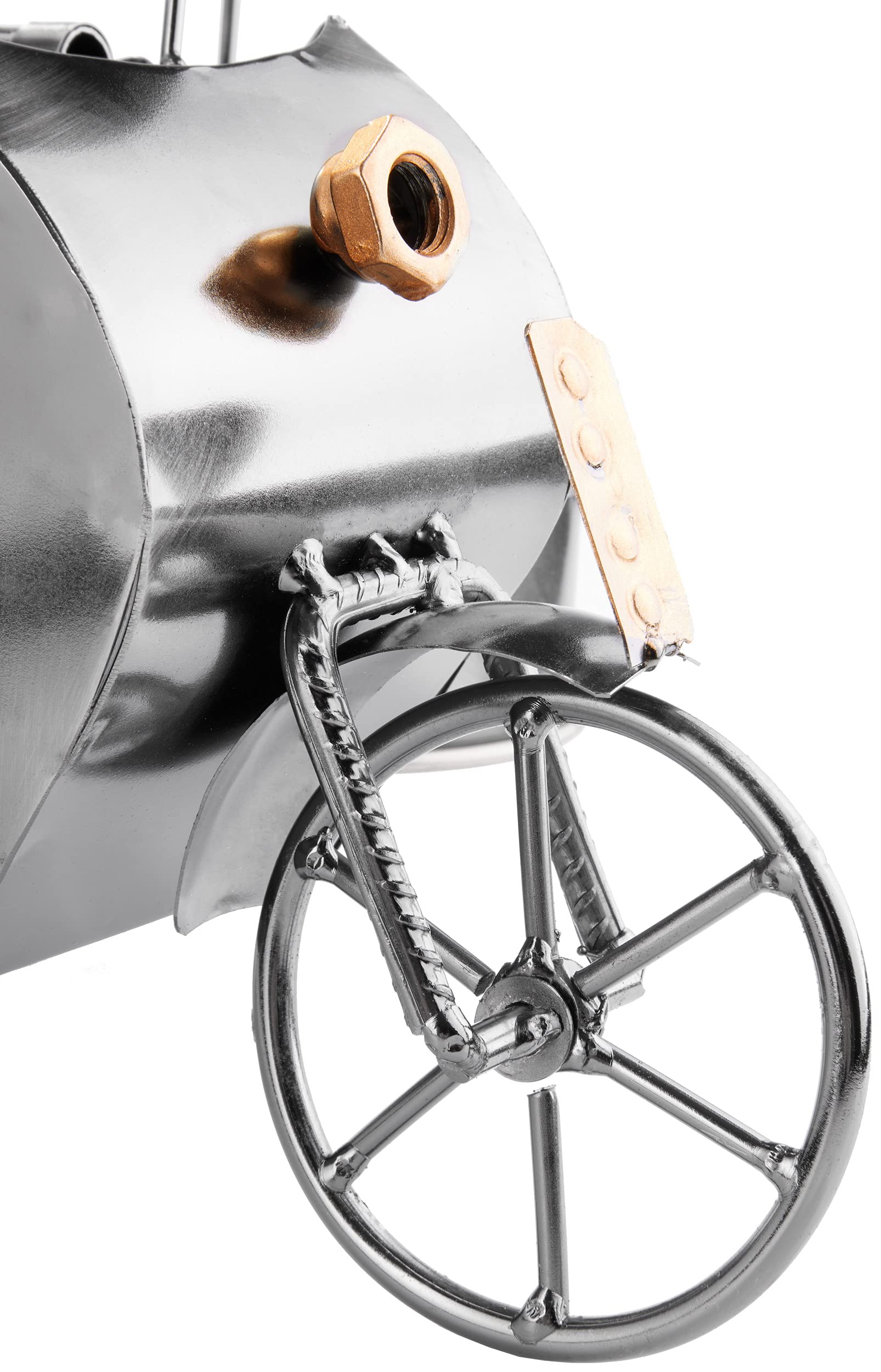 BRUBAKER - Wijnfleshouder - Paar & Hond met Moto Side-Car - Metalen sculptuur - Wenskaart INBEGREPEN. - Origineel cadeau-idee