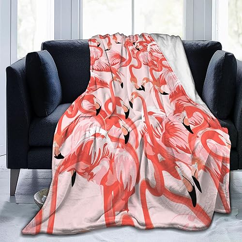 Miniatura 2 de Manta de flamenco rosa, regalos para adultos y mujeres, para sala de estar, ropa de cama, sofá, suave, cálida, ligera, acogedora, manta de animales
