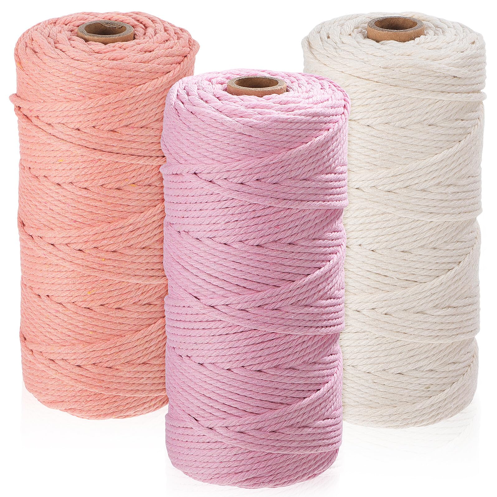 Bunte Makramee Baumwollkordel Stark Naturbaumwolle Robustes Häkelgarn für Makramee Stricken DIY Heimdekoration Angenehm Weich und Langlebig