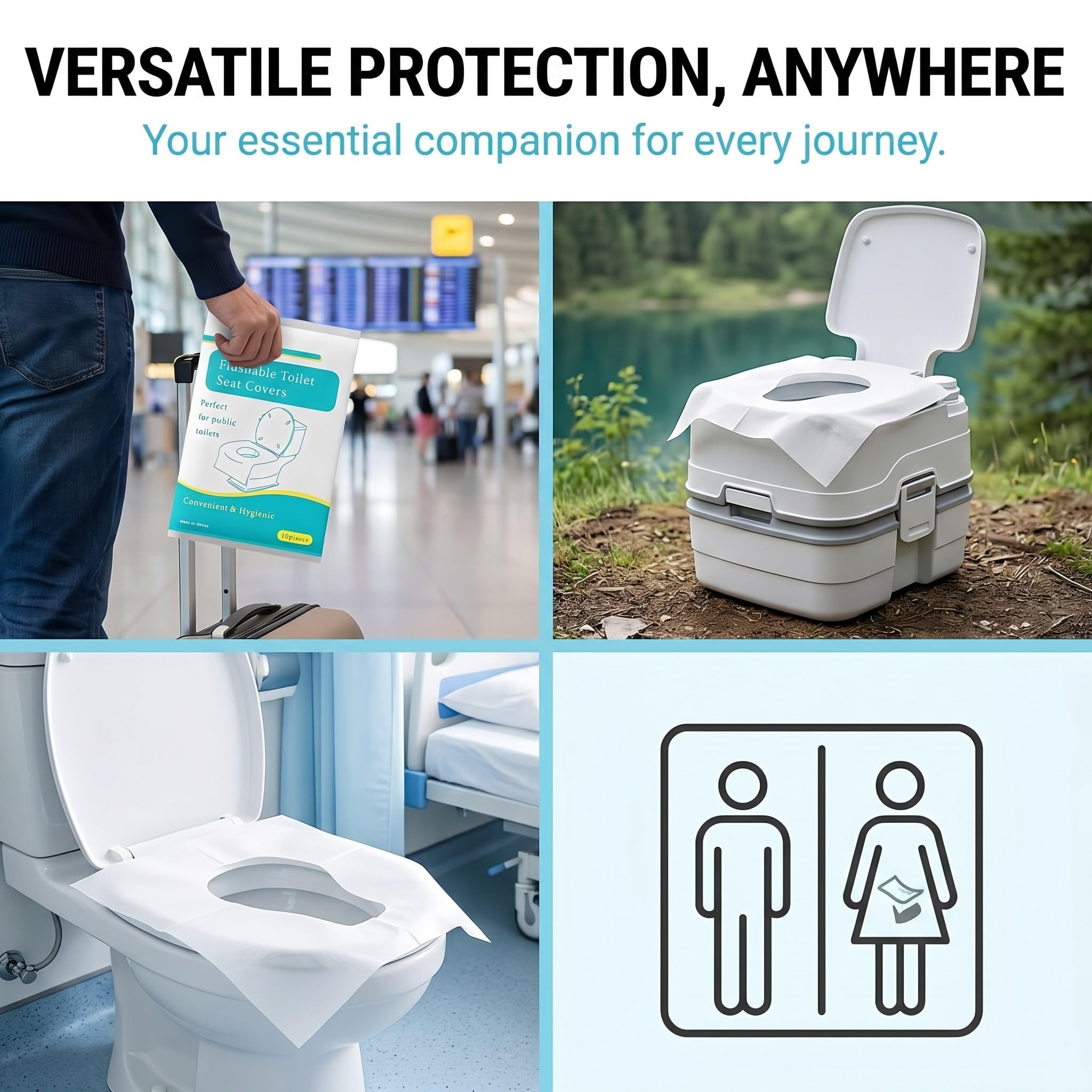 Copri Water WC USA e Getta Salviette Igieniche Monouso Solubili in Acqua 40 Pezzi