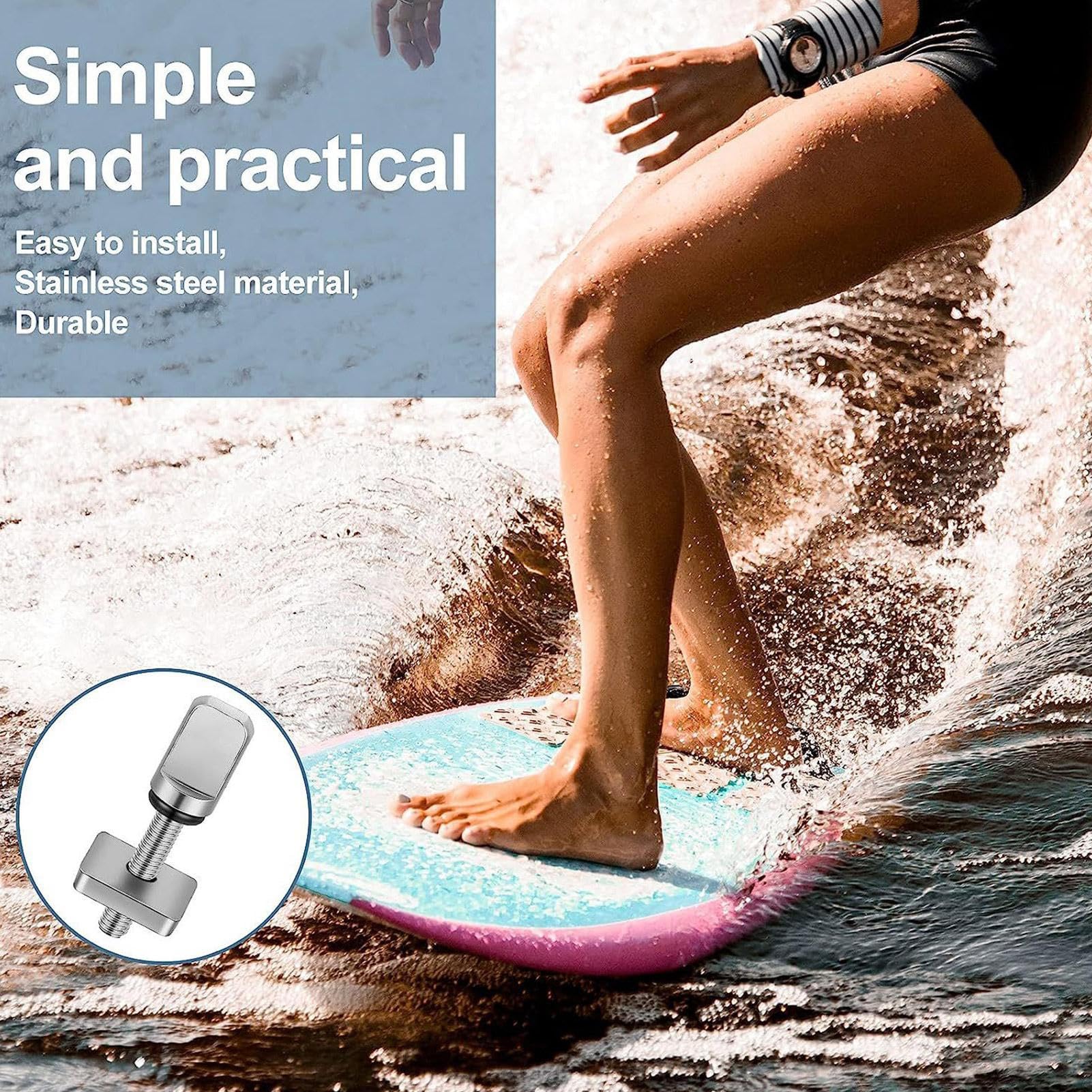 Tornillos aletas para tabla de surf, adaptador aleta central, retráctil con anillo de goma