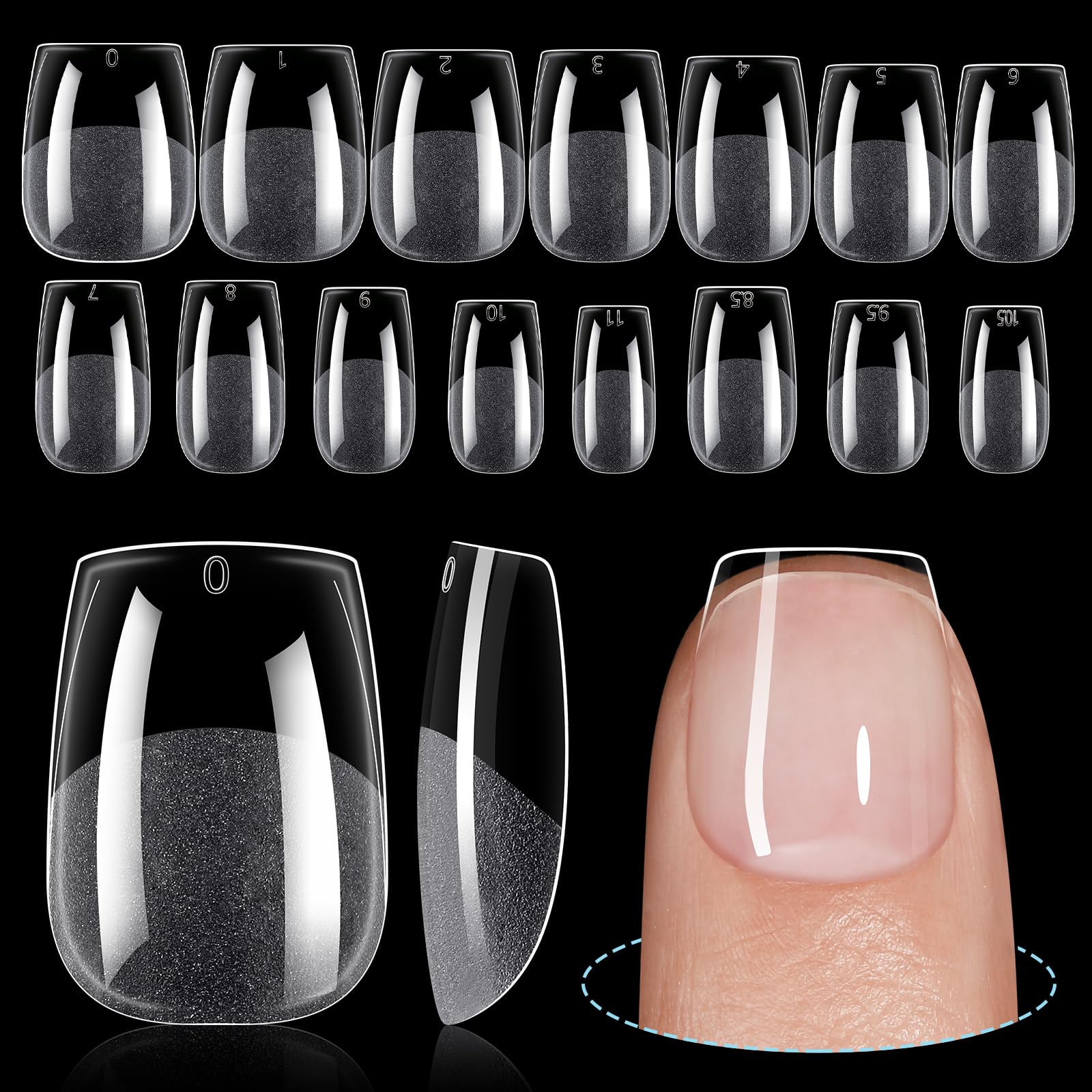 TOMICCA Extra Short Coffin Nail Tips 240Pcs 15 Sizes Full Cover Gel Nails, Soft Acrylic Gel Nail Tips for Nail Extension