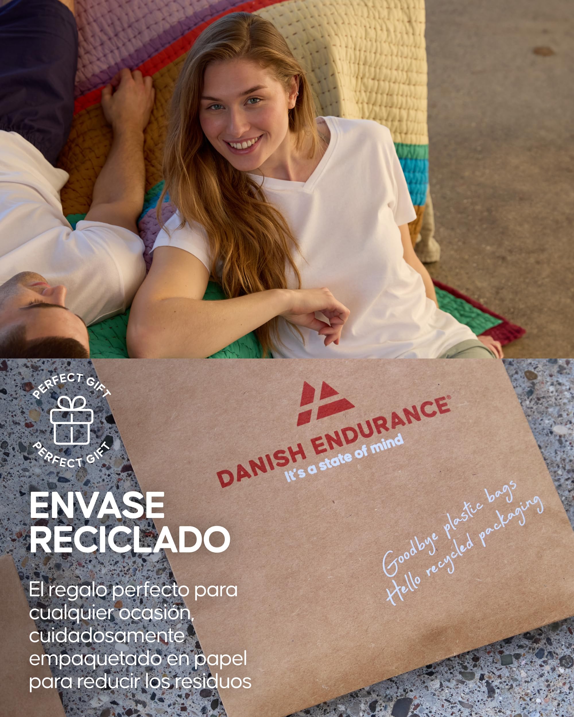 DANISH ENDURANCE Camiseta Mujer Algodón Orgánico, Manga Corta, 2 Pack