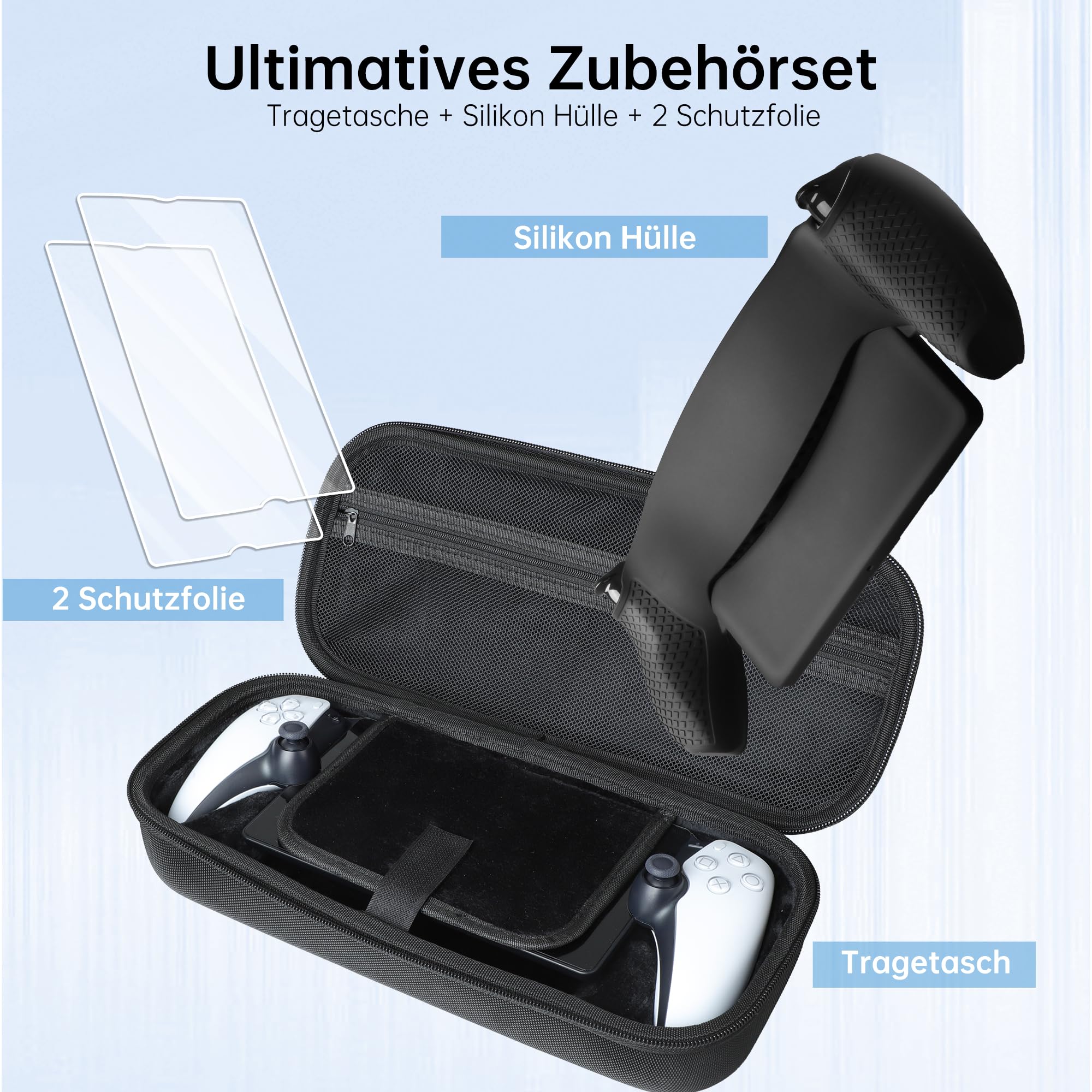 Kuject Custodia portatile per PlayStation Portal, con 2 pellicole protettive per lo schermo e 1 custodia protettiva in silicone a corpo intero, accessori per PS5 Portal Remote Player, fornisce