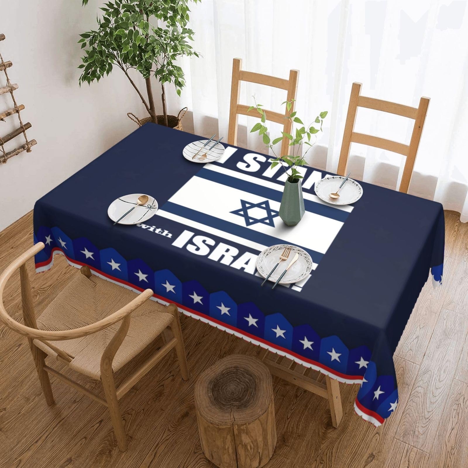SMAZDFXX I Stand with Israel Israeli 54 x 72in Table Cloth,Polyester Rectangle Tablecloth for Kitchen Dining