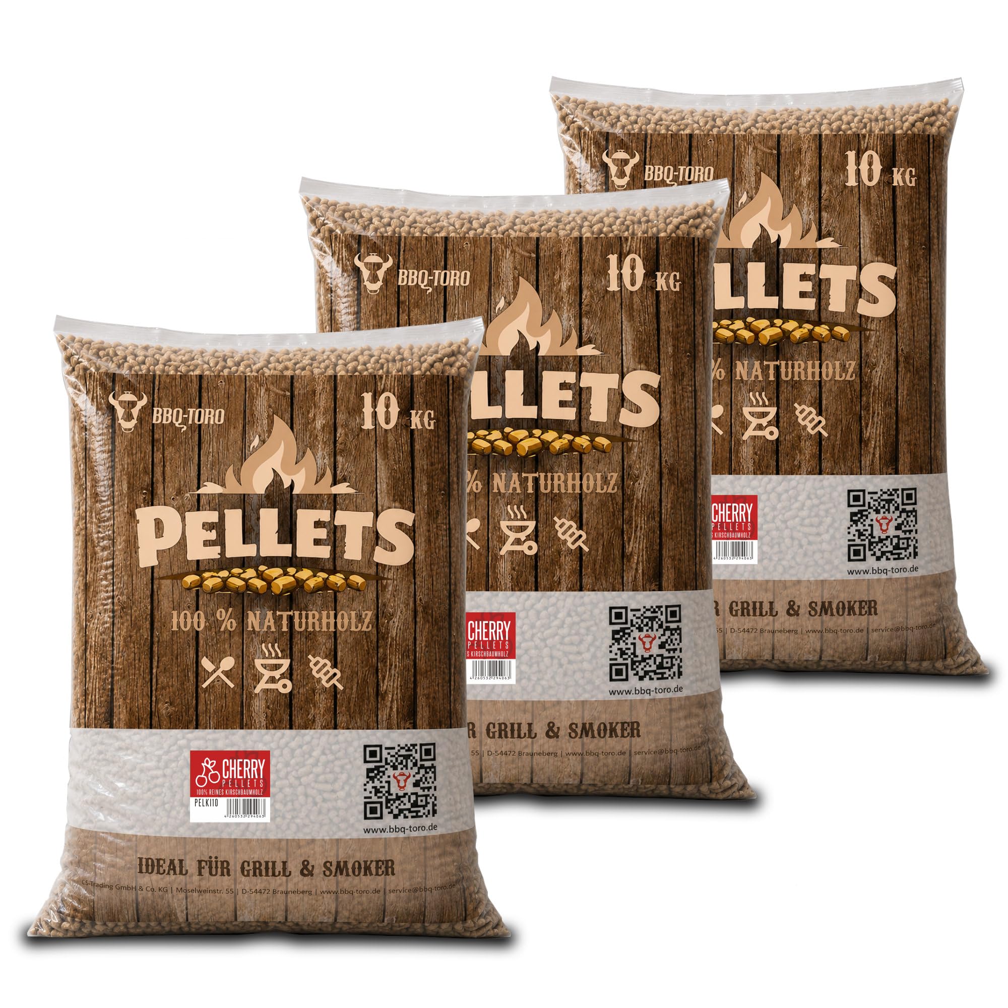 BBQ-Toro Pellet di ciliegio, 100% legno di ciliegio, pellet per barbecue, per affumicatori, per il forno a pellet per e impianti di riscaldamento (30 kg)