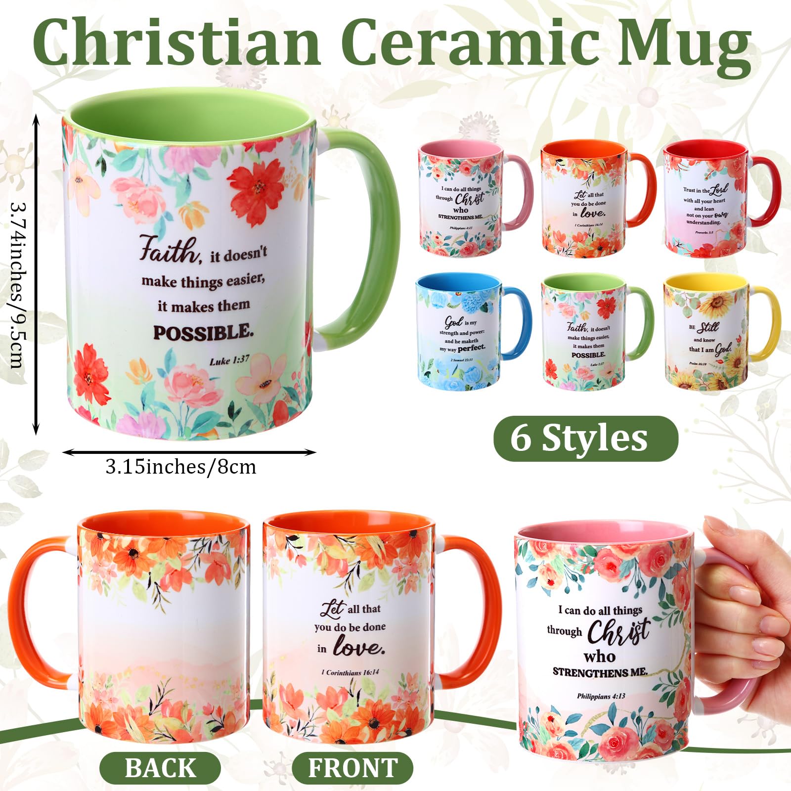 Świąteczne kubki chrześcijańskie dla kobiet, wiersze biblijne, notatniki, 350 ml, inspirujący ceramiczny kubek z Pisma Świętego, religijne długopisy kulkowe, dzienniki, prezent świąteczny do