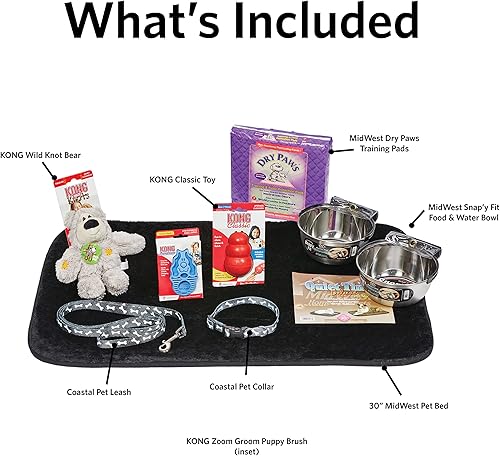 Miniatura 2 de MidWest Homes for Pets Kit de iniciación para cachorros para razas de perros medianas, el kit incluye juguetes y golosinas Kong Classic  Correa y