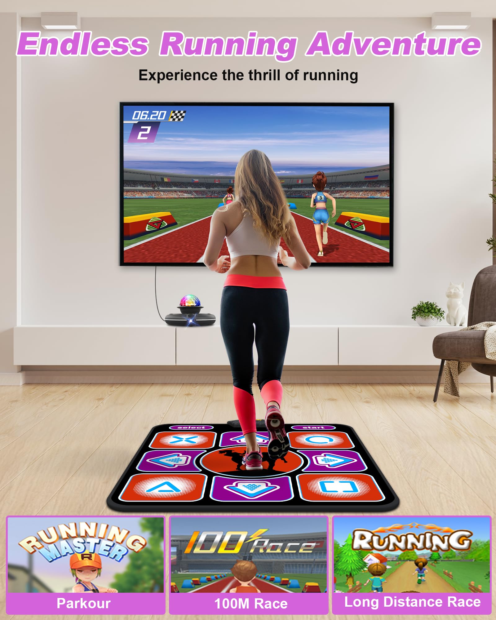 Acelufly Tappetino da Ballo Singolo per TV, Elettronico con Controller Wireless, Antiscivolo per Bambini Adulti Regali per Ragazzi e Ragazze (Nero Rosso)