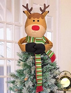 Moon Boat Christmas Tree Topper Reindeer Hugger - Xmas/Holiday/Winter Wonderland Party Decorations Ornaments Supplies