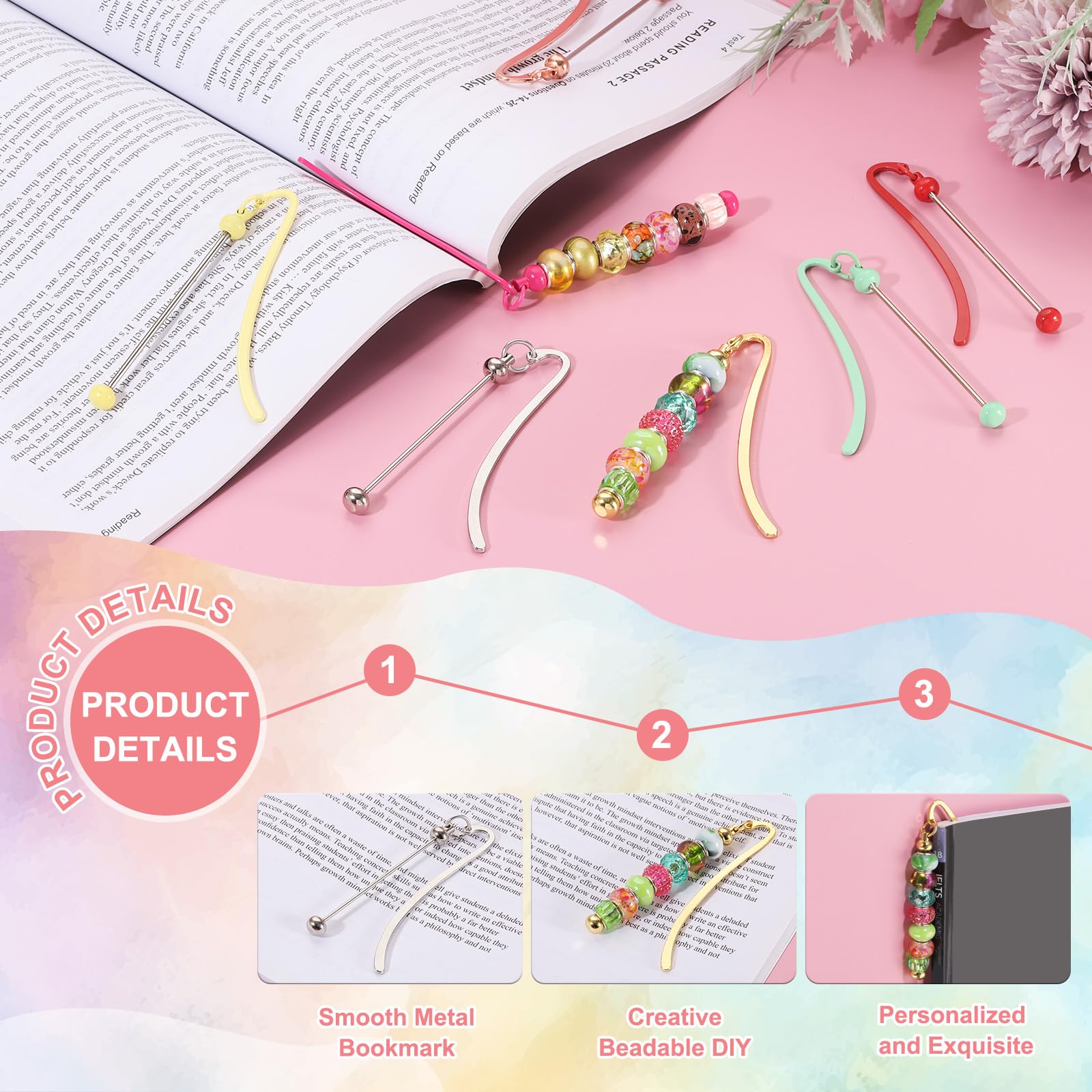 Zasvec 2 Pièces Marque-Pages En Métal Perles Cristal Marque-Pages