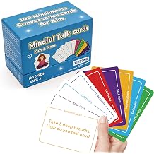 Mindful Kids 100 Mindfulness Conversation Cards for Kids Ages 8+, 2.5 x 3.5 Inch SEL Emotional Learning Prompt Cards