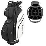 Golf Cart Bag PU Leather Lightweight Men Women Blue White Black Green Multiple 10 Pockets 14-Way Dividers Adjustable Strap Cooler Pouch Handles Rain Cover