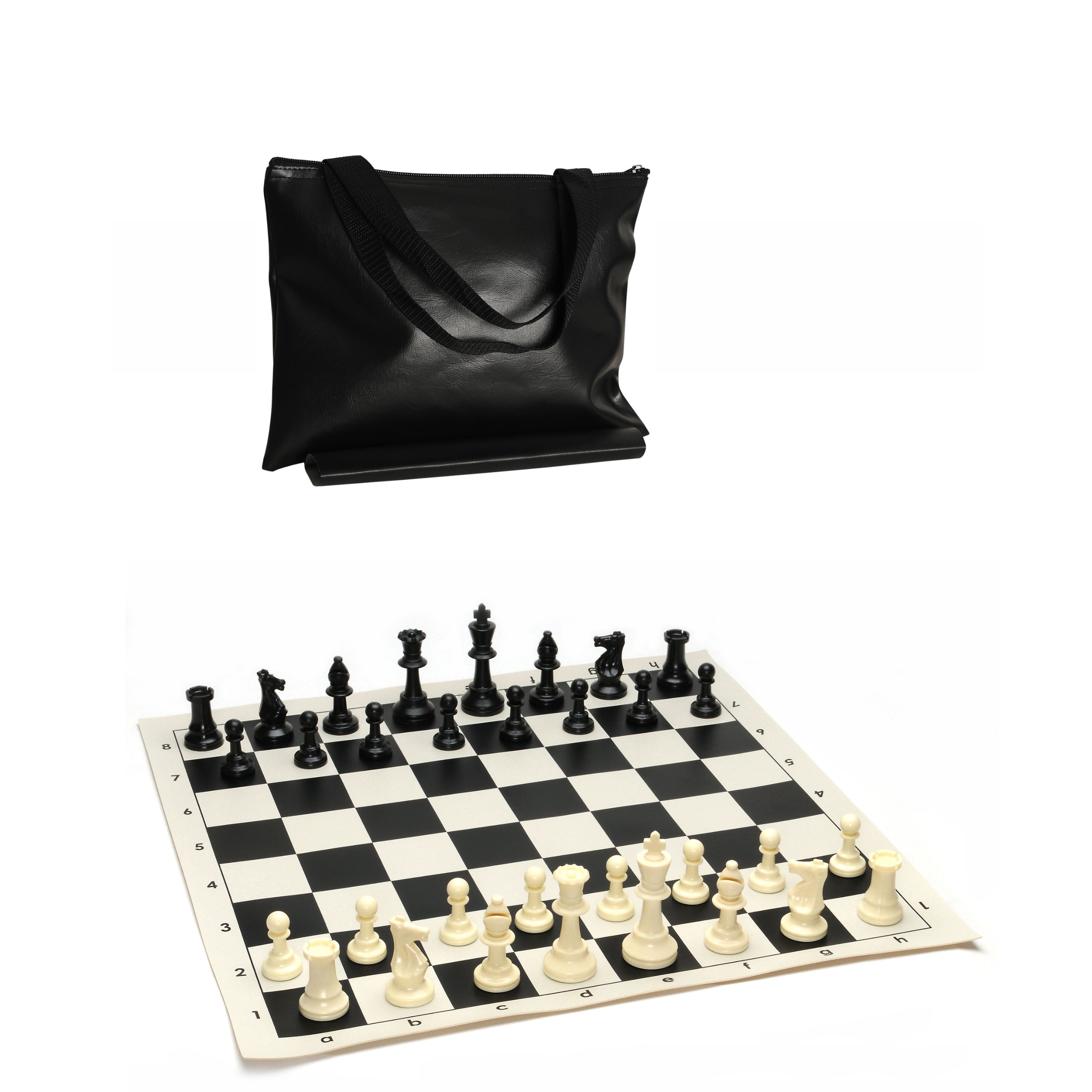 WE Games Tournament Chess Pack - Staunton Pieces with Black Board and Black Tote