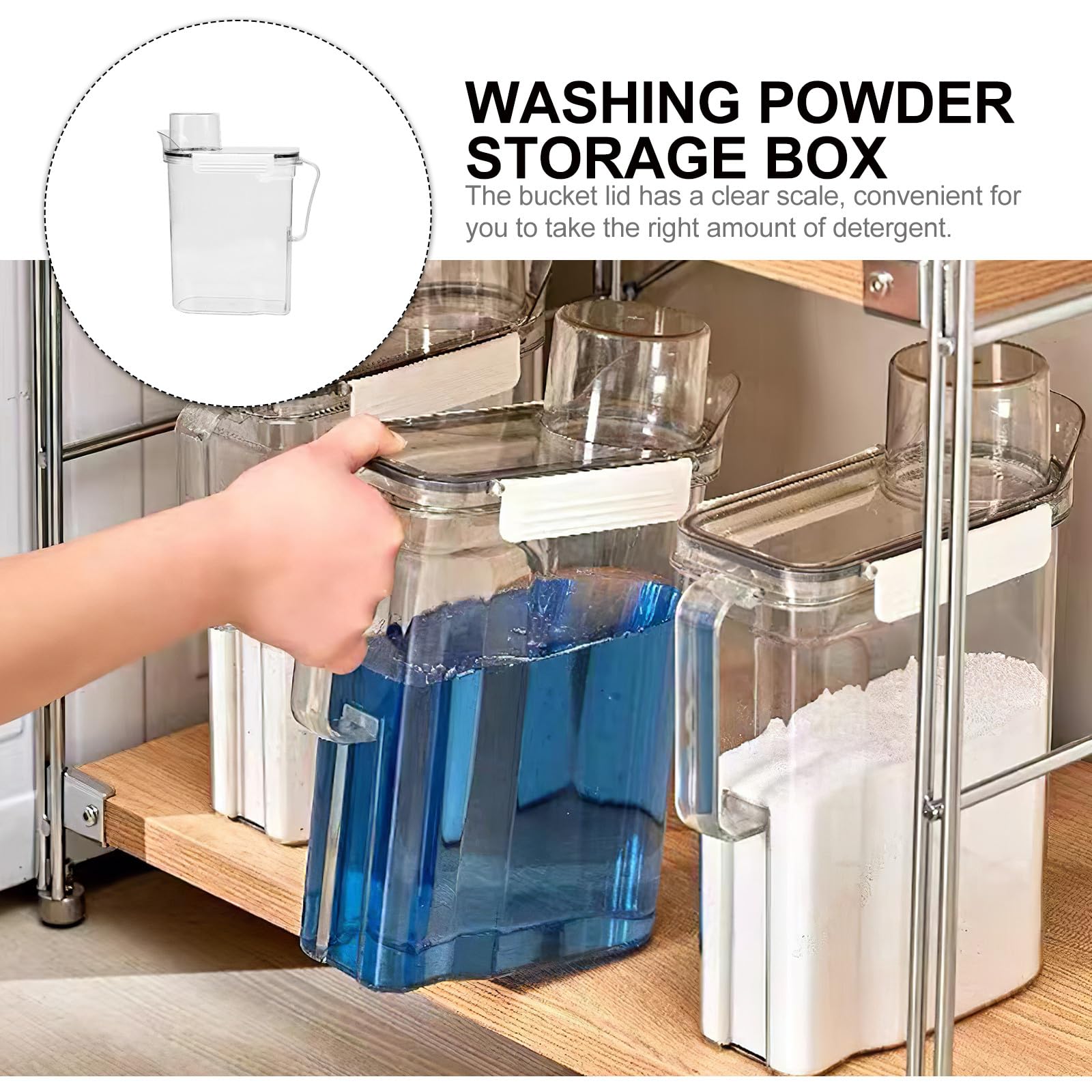 VICASKY Secchio Porta Detersivo Liquido Trasparente 18X29 CM Coperchio Ermetico Contenitore Ricaricabile per Polvere Bucato Accessorio Pratico per Casa e Hotel
