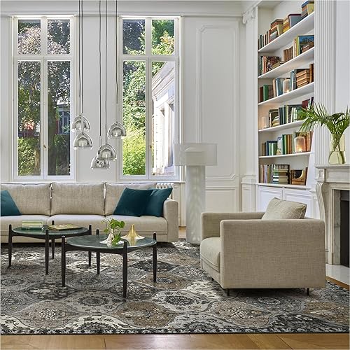 Miniatura 2 de Lahome Alfombra marroquí con diseño enrejado de 9 x 12 pies para sala de estar, ultrafina, suave y grande para dormitorio, alfombra de comedor