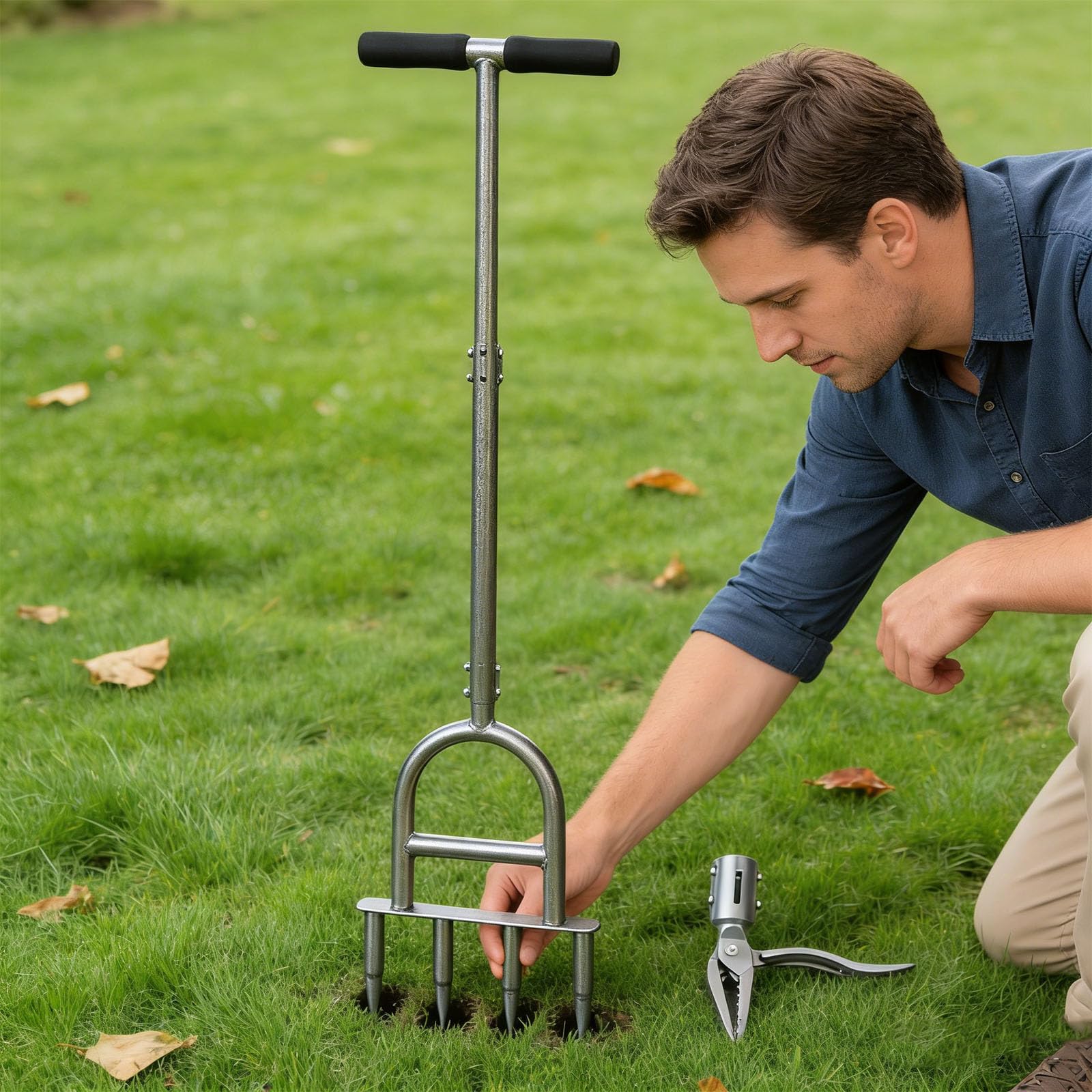Trapano professionale per suolo e sarchiatore manuale combinato con manico ergonomico per attività di giardinaggio perforatore resistente