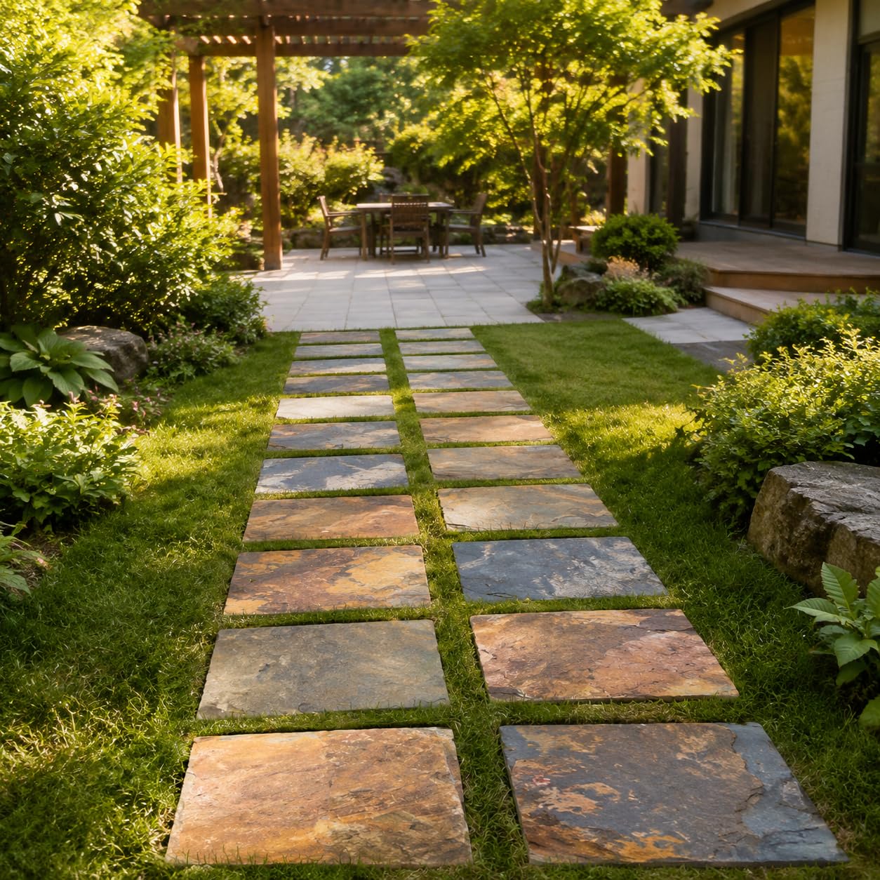 Pietre da Giardino per Camminamento Antiscivolo in, Mattonelle e Piastrelle da Giardino per Esterni, Pietra per pavimentazione rettangolare 30x60 cm