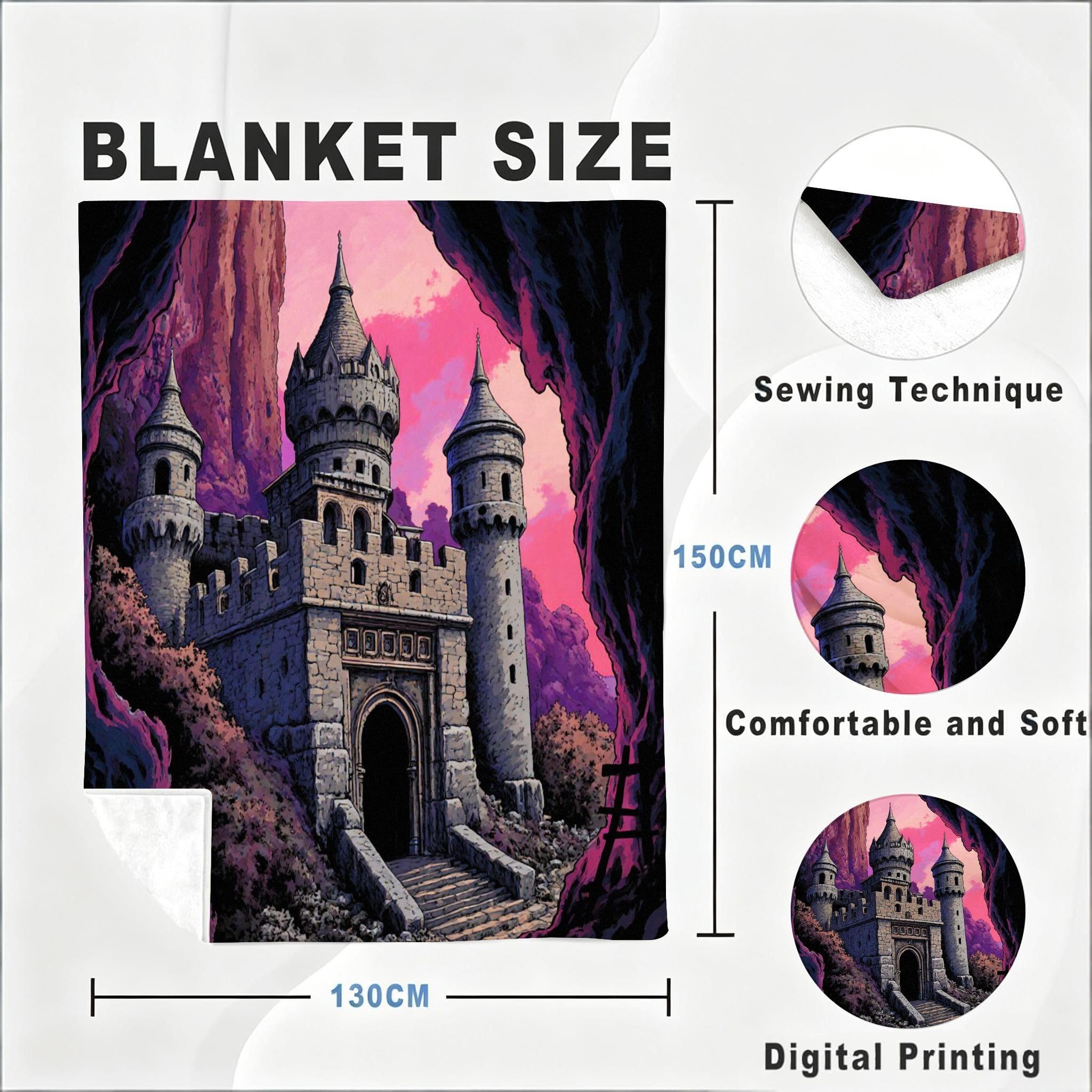 Manta Grande 180x220 cm Castillo 3D Polar Franela Térmica-A122