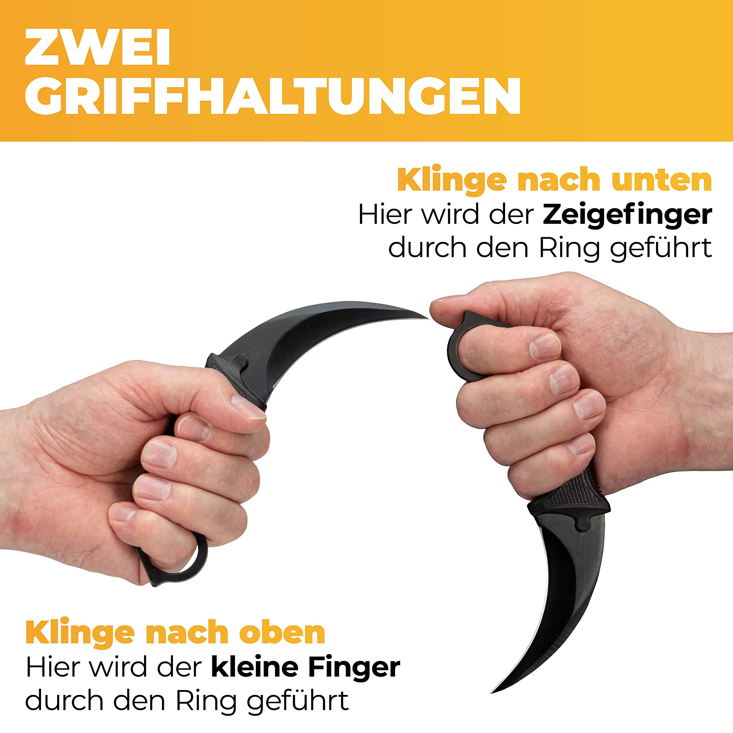 CSGO Karambit Messer – scharfe 4-mm Edelstahlklinge – ergonomischer Ringgriff – stabiles Karambit im CSGO-Stil für Alltag, Sammlung & Geschenk – inkl. Nylonholster & Klingenschutz