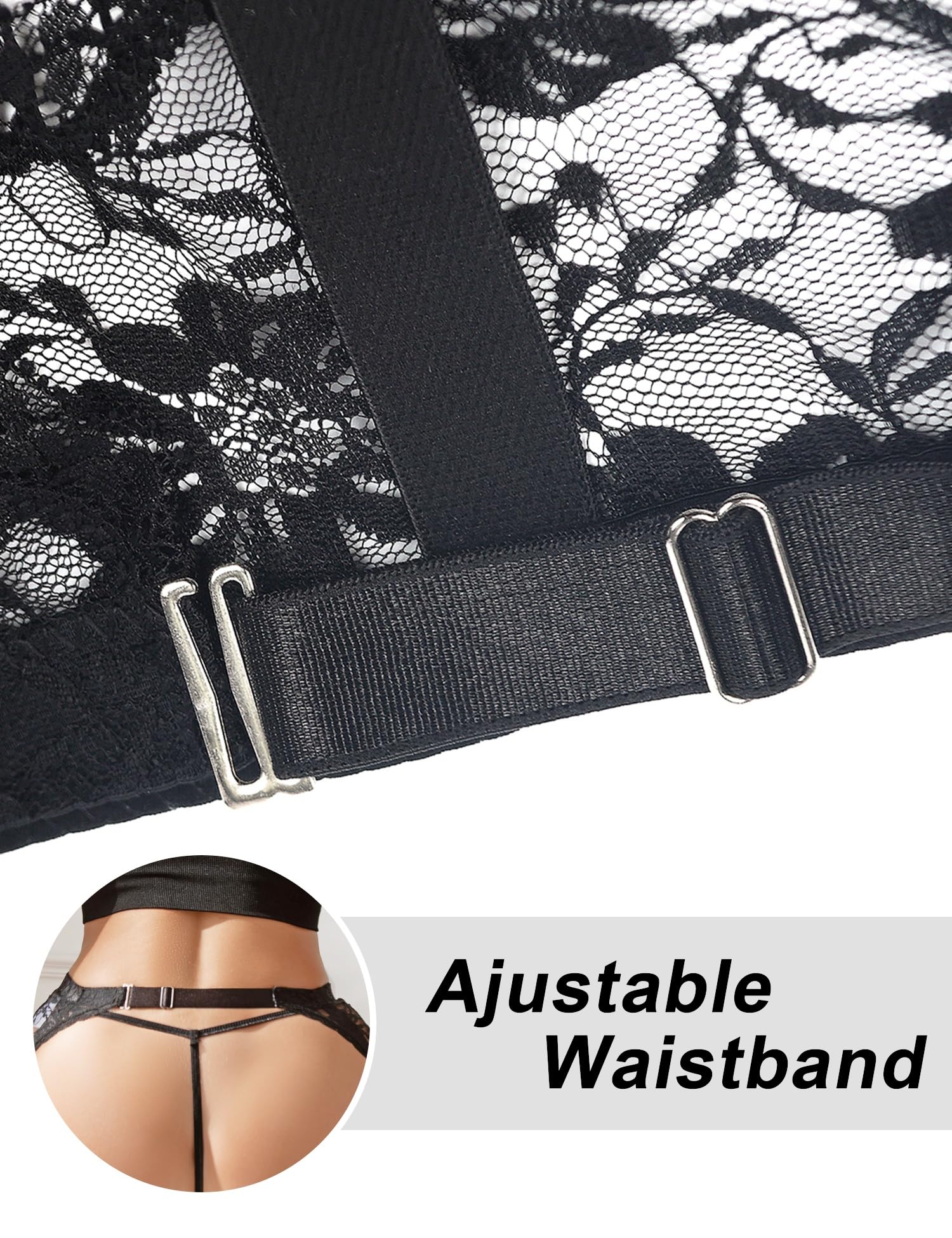 comeondear Gorące koronkowe damskie pasy do pończoch z wysokim stanem plus size z 4 klipsami seksowne podwiązki do pończoch samonośnych kobiet regulowana elastyczna twarda bielizna