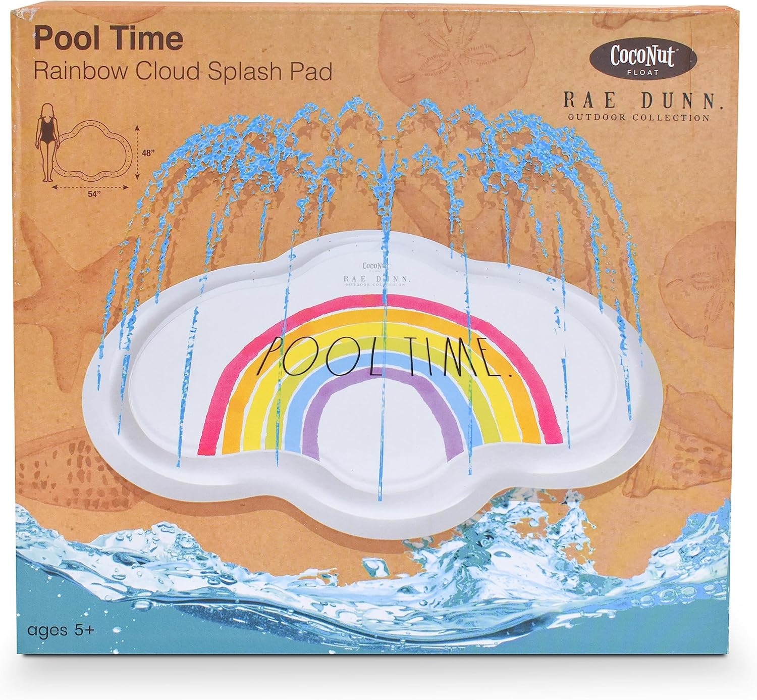 Rae Dunn x CocoNut Float Rainbow Cloud Splash Pad - Pool Time Theme - Durable Long-Lasting Water Toy - Safe & Fun Backyard Sprinkler Ideal for Summer Parties & Swim Events