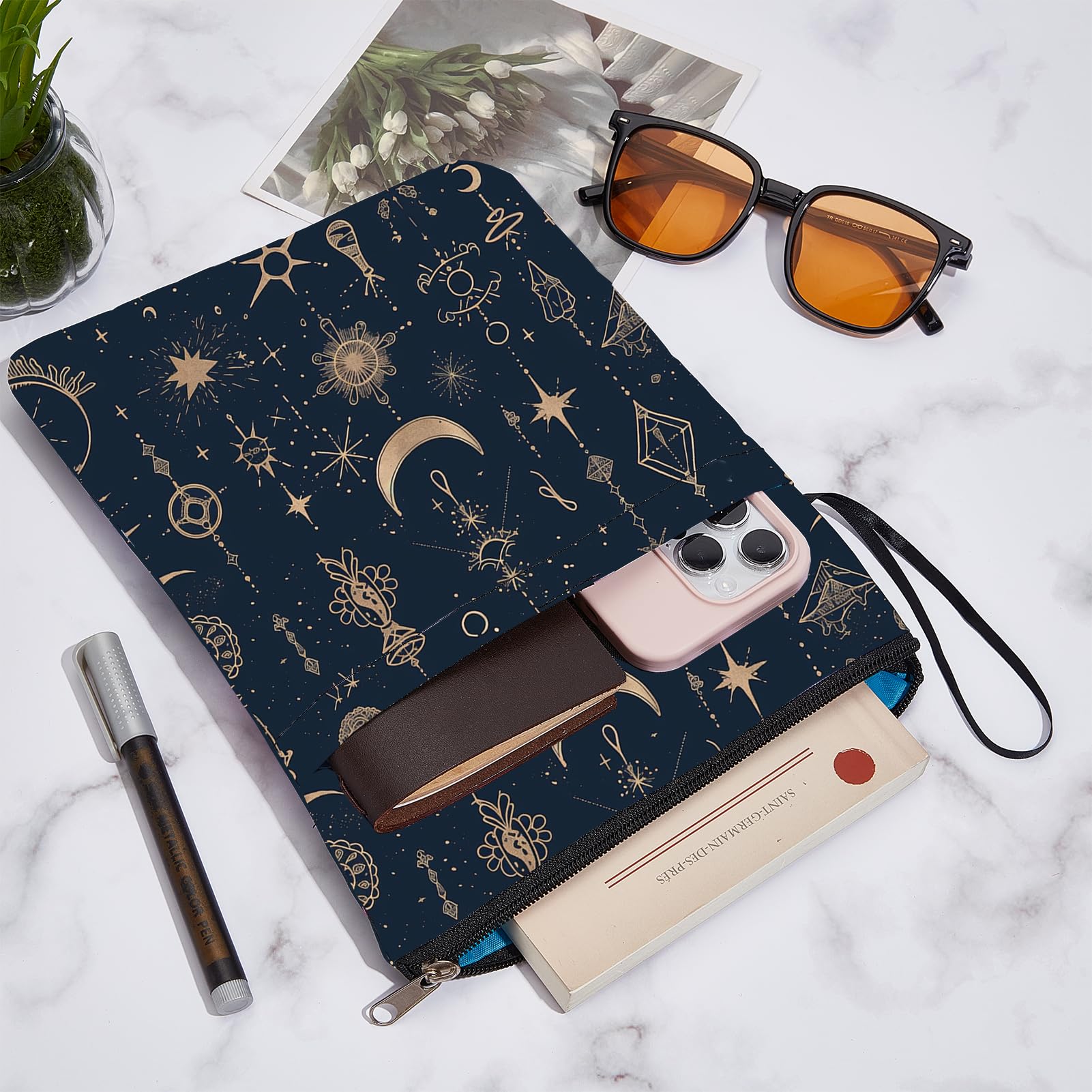 NICENEEDED Stars Moon Book Cover, Book Sleeve with Button - Image 3