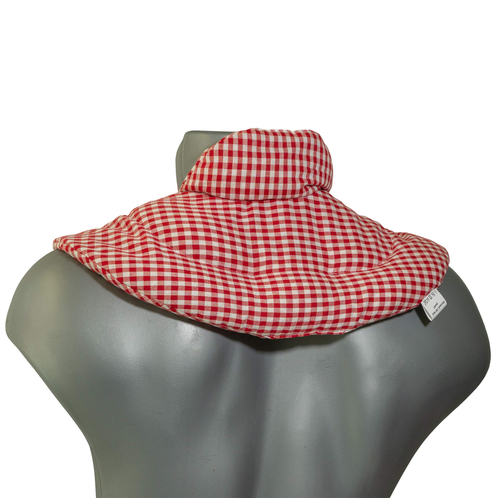 Cuscino del collo, rosso-bianco. Cuscino termico con noccioli di ciliegia, terapia caldo e freddo. Scaldacollo