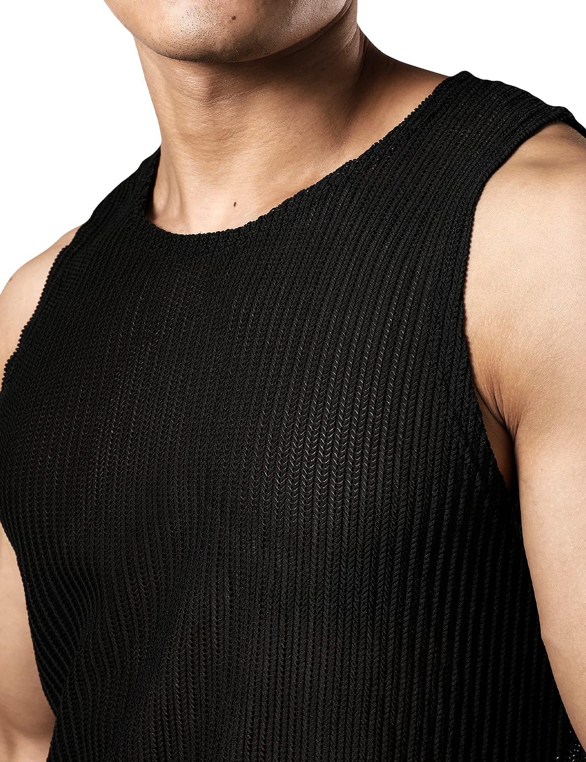 JOGAL Men's Mesh Fitted Sleeveless Muscle Tank Top - Image 5