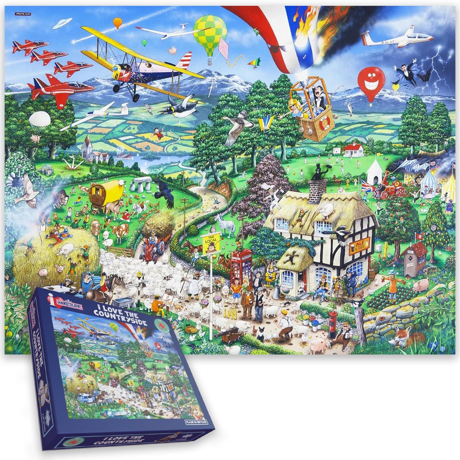 "I Love the Country" 1000-Piece Jigsaw Puzzle – Hilarious Countryside Chaos by Mike Jupp – Funny & Detailed Puzzle for Adults & Jigsaw Enthusiasts