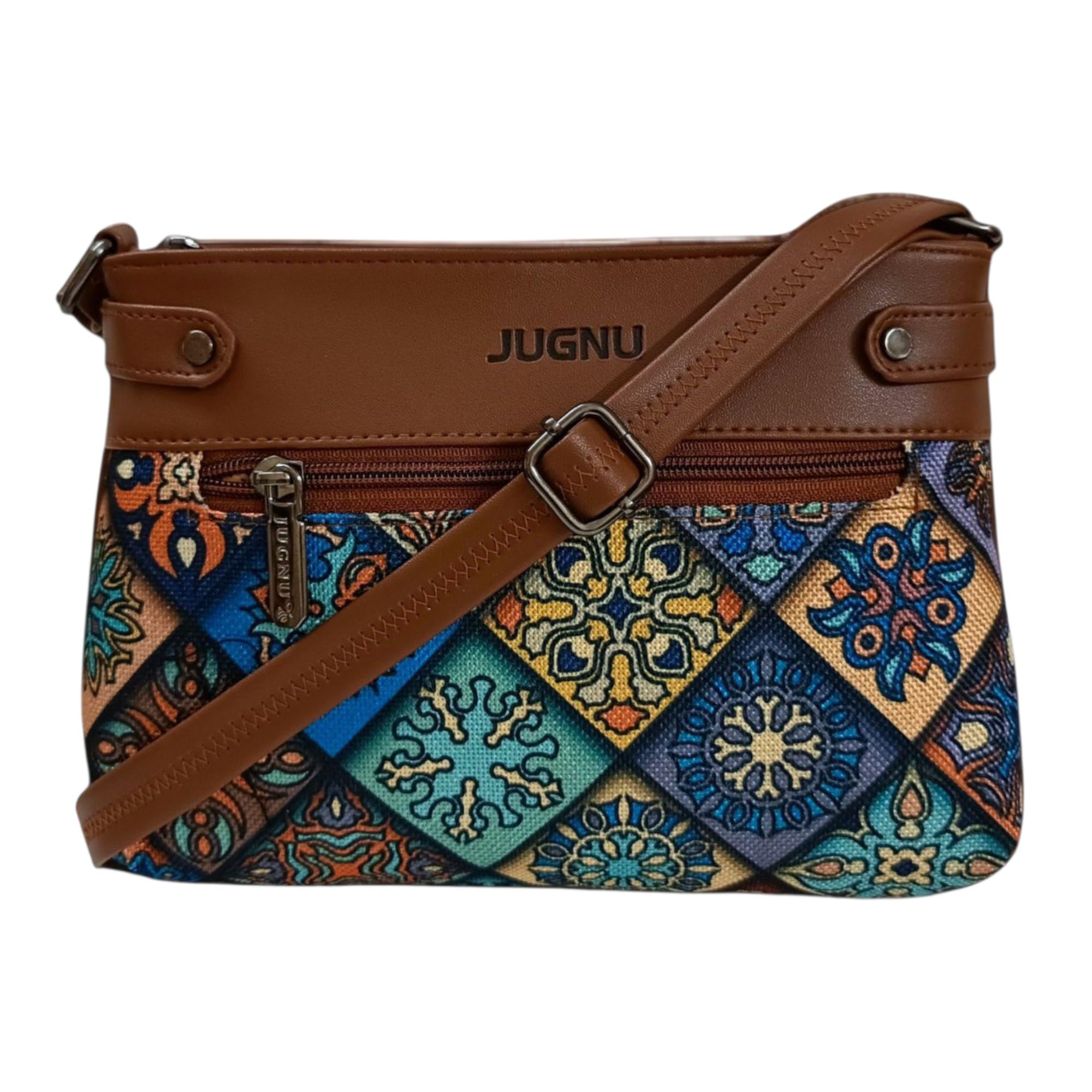Sling Bag for Women, Jute Fabric, Crossbody Style, Slim Design, Multicolour, Medium Size, Lightweight, Adjustable Strap, Zipper Closure, 5 Pockets-image-21
