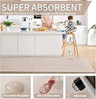 Vista 5 de Tapetes de cocina para piso, alfombras de cocina súper absorbentes, antideslizantes, lavables, de lino sintético suave trenzado, alfombra de camino