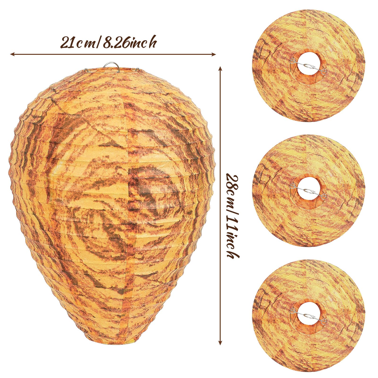 Augshy Wasp Nest Decoy, 6 Pack Fake Artificial Hornet Nests Decoy Orange Hanging Wasp Deterrent for Home and Garden Outdoor - Image 2