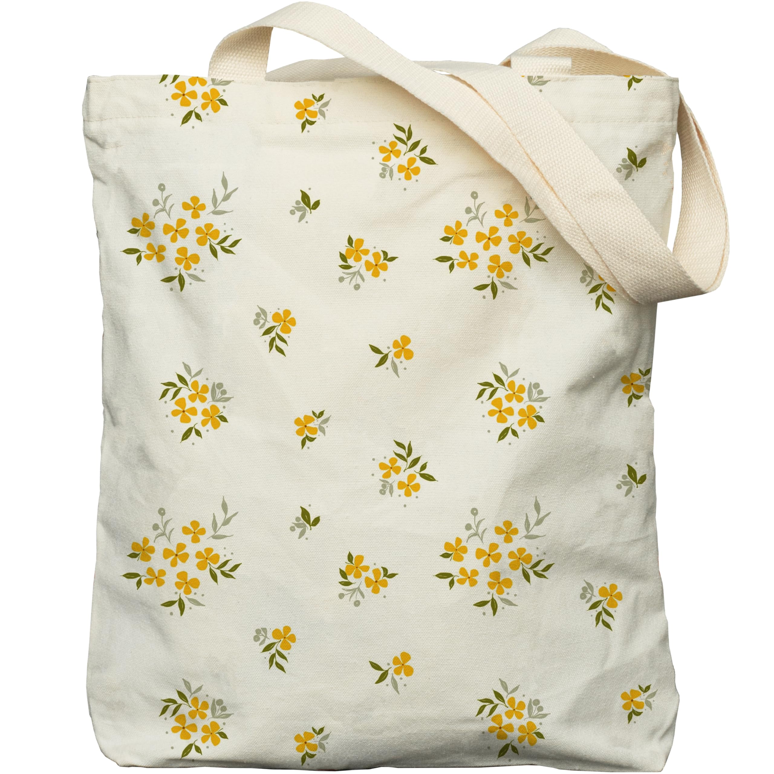 EFFUSON Tote Bag for Women Cute Two Sided Printing Zippered Aesthetic Floral Cottagecore Medium Canvas Tote Bags with Pocket, 13-sunny Petals, One Size