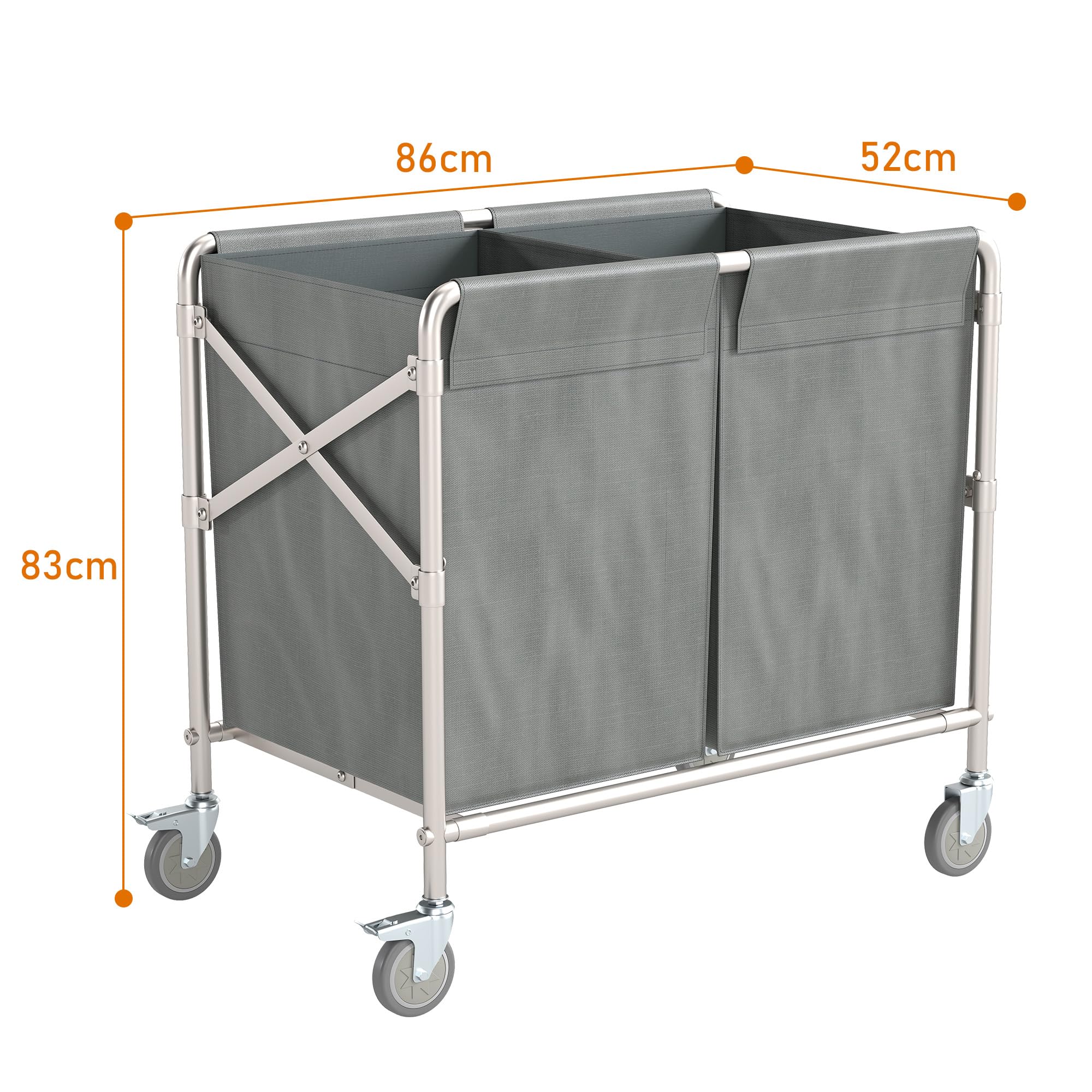 耐荷重200kg】折りたたみ式 リネンカート 大容量 静音キャスター