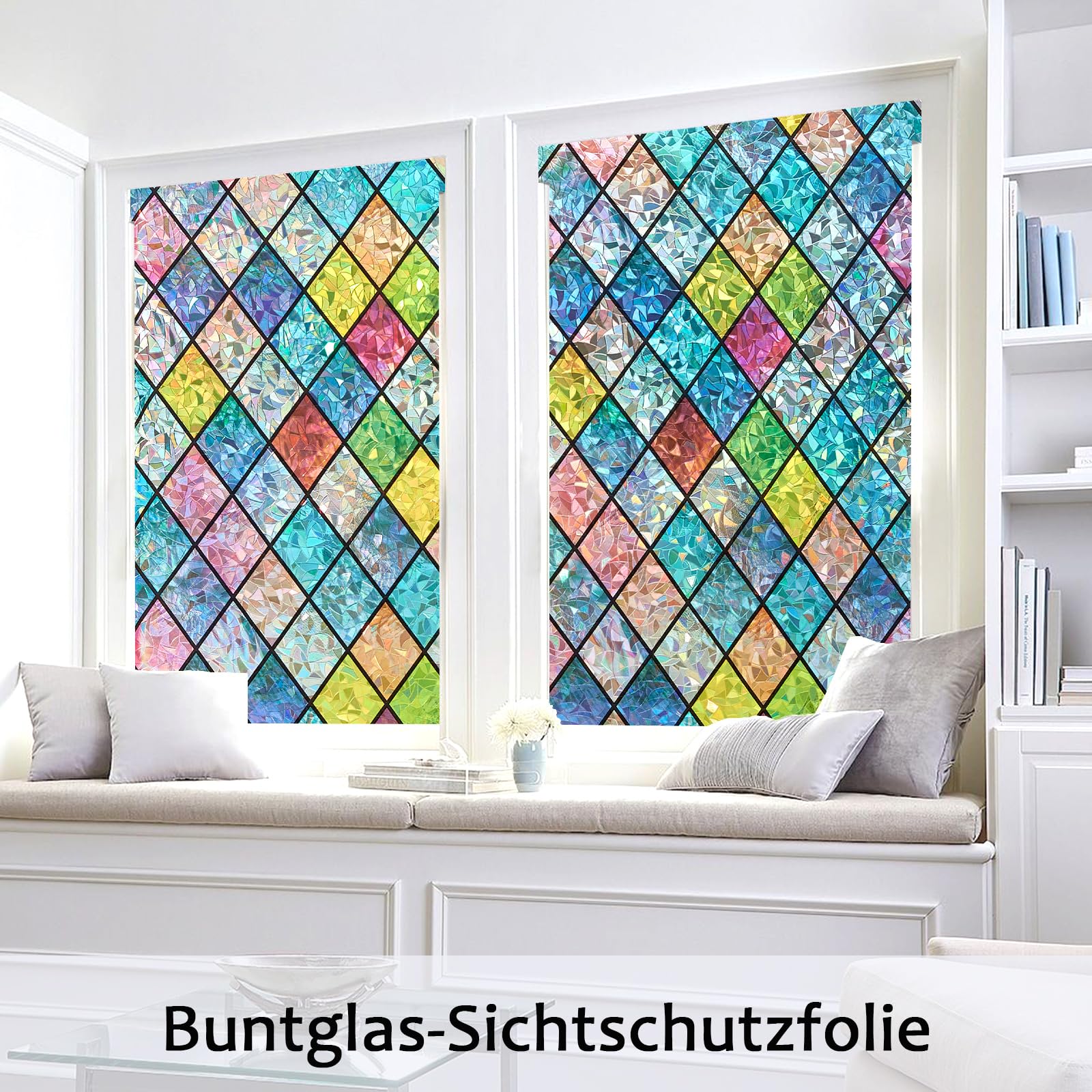 Pellicola protettiva per finestre, opaca, effetto arcobaleno, statica, per finestre, multicolore, effetto arcobaleno, 60 x 300 cm, senza colla, protezione UV per soggiorno, cucina, bagno