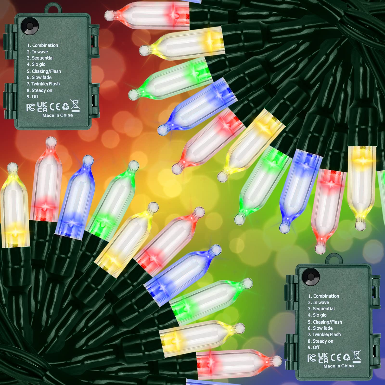 2 Pack Battery Operated Christmas Lights,10.3M/34FT 100LED Christmas Fairy Lights,IP65 Waterproof String Lights with Timer,8 Modes, Xmas Outdoor Fairy Lights for Party,Bedroom,Xmas Tree Decorations