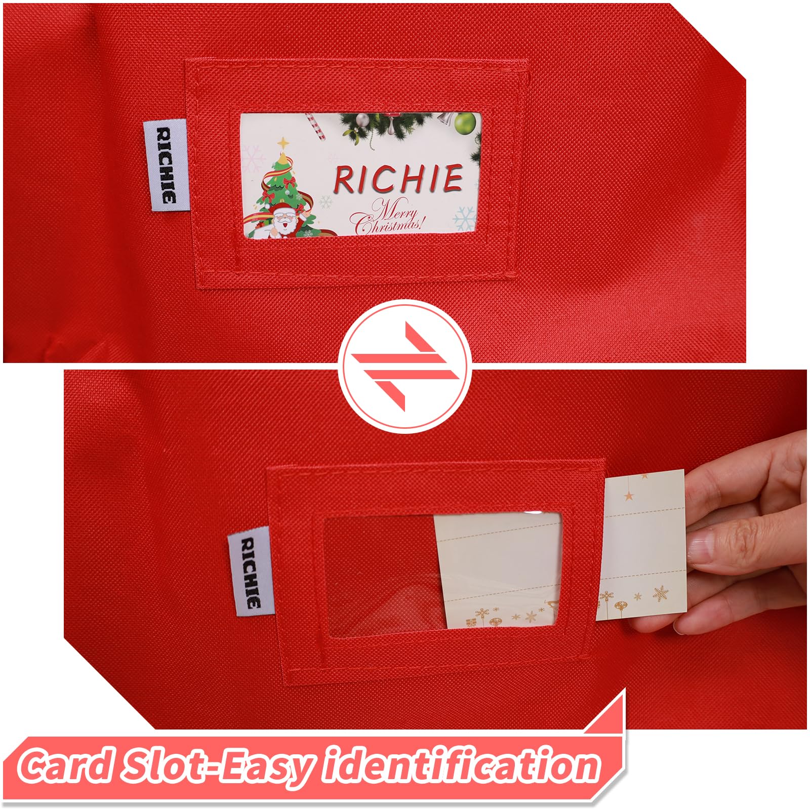 RICHIE Lot de 3 sacs de rangement pour sapin de Noël de 2,7 m, convient aux arbres artificiels jusqu'à 2,7 m, sac Oxford 600D indéchirable, poignées renforcées, fermeture éclair et durable, sacs de