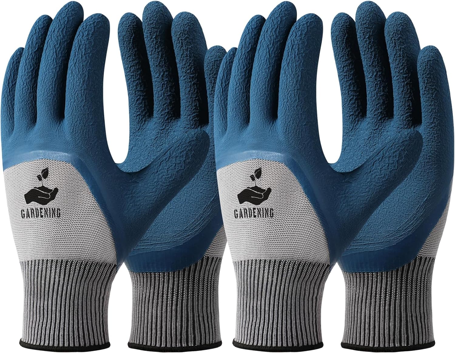 Trifabricy Garden Gloves for Women Men – 6 Pairs Breathable Hard-wearing Latex Coated Gardening Gloves for Women, Indoor/Outdoor Protective Working Gloves with Grip, Blue & Grey