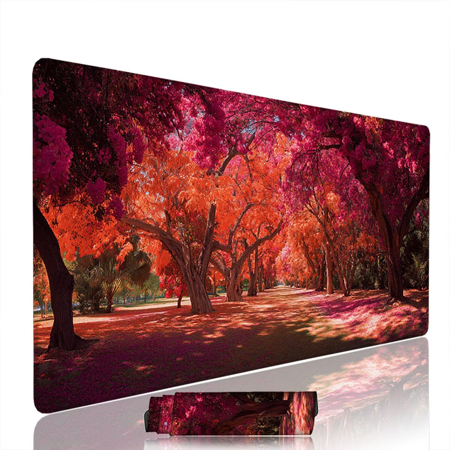 Różowa podkładka pod mysz pod mysz pod mysz do gier XXL 1200 x 600 x 3 mm podkładka pod mysz guma las duża podkładka pod rękę dla graczy akcesoria wodoodporne PC, do klawiatury laptopa w-8891